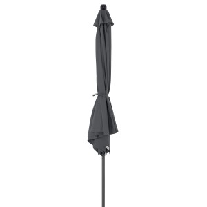 Ombrellone da balcone Doppler MyZone antracite piegato e legato.