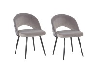Beliani Chaise de salle à manger Vivian velours Gris 2 pcs