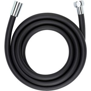Flexible de douche Wenko, 175 cm, noir mat, avec raccords en laiton chromé.