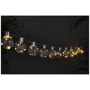 Guirlande solaire Crystal Schönenberger noire avec LED blanc chaud, 4,35 m.