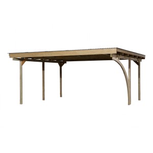 Weka carport doppio 616 A con arco tondo, carport in legno per due posti auto.