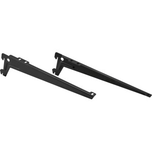 Lot de 2 équerres métalliques noires pour étagères, longueur 28 cm.