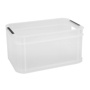 Transparente Rotho Systembox A5 aus Kunststoff, ideal zur Aufbewahrung im Haushalt.