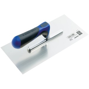 Spatola lisciante LUX Comfort, 280x130mm, con impugnatura morbida blu-nera e lama in acciaio inox.