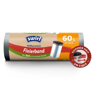 Sacs poubelle Swirl Fixierband, 60 l, 10 pièces. Sacs avec lien de serrage pour une tenue sûre.