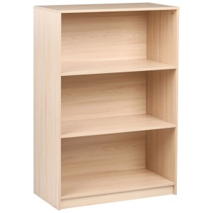 Étagère Beliani Zehna marron clair avec 3 étagères ouvertes en panneau de particules pour rangement.