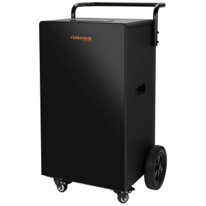 Déshumidificateur industriel noir Climatech YGH-90D avec roues et poignée.