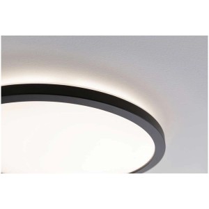 Pannello LED Paulmann Atria Shine nero e rotondo a soffitto.