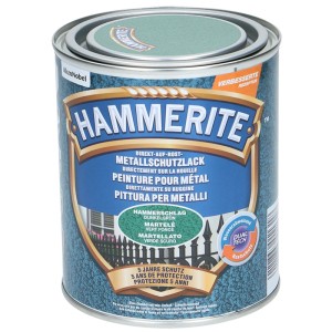 Dunkelgrüne Dose Hammerite Metall-Schutzlack Hammerschlag, 750ml. Rostschutz, Grundierung und Lack in Einem.