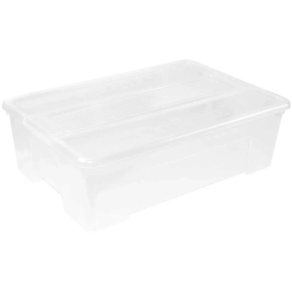 Scatole Plastica Con Coperchio Set Di 5 Contenitori In Plastica Trasparente Con Coperchio - Dimensioni 38.5x51x23 Cm, Stapelbili Portaoggetti Trasparente