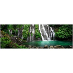 Quadro su tela Lacs de Plitvice, cascata e natura verde, 30x97 cm.
