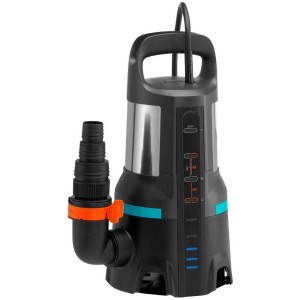 Pompe submersible eaux chargées Gardena 20000 Aquasensor avec système Aquasensor et boîtier en acier inoxydable.