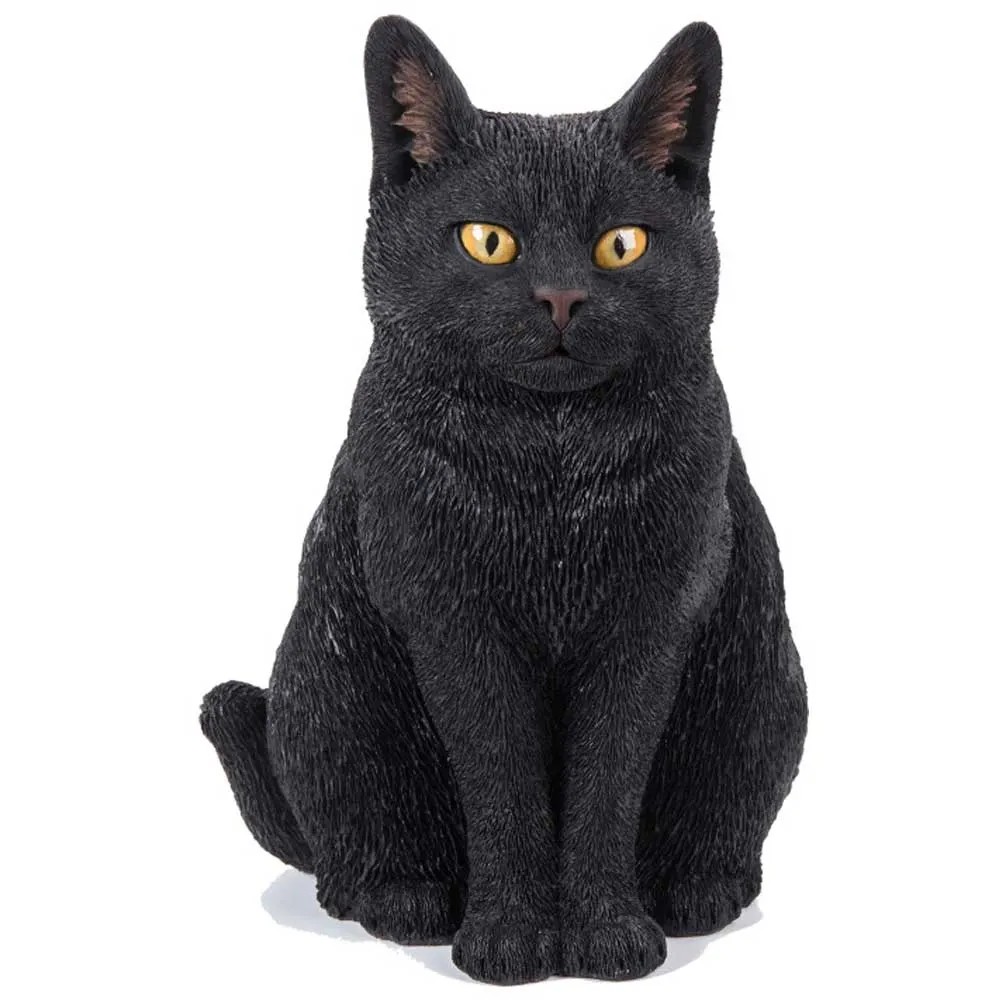 Vivid Arts Gatto seduto Nero (HxLxP) 29,5 x 24,5 x 20 cm