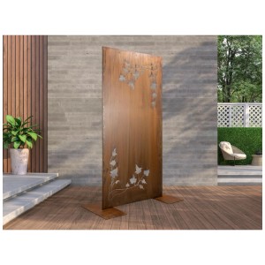 Paravent Nouvel Hedera, couleur rouille, avec motif de feuilles, pour l'intimité du jardin ou de la terrasse.