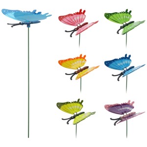 Mehrfarbige Gartenstecker Schmetterlinge, Gartendeko für Beet und Balkon, 1 Stück.