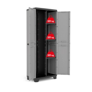 Armadio portascope Keter Stilo aperto, plastica, grigio/nero, con ripiani. Scaffali e ripiani.