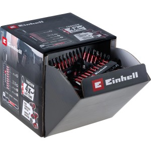 Set di inserti Impact Einhell 10 pz con moschettone in espositore. Inserti in acciaio S2 neri 50 mm per avvitatori.