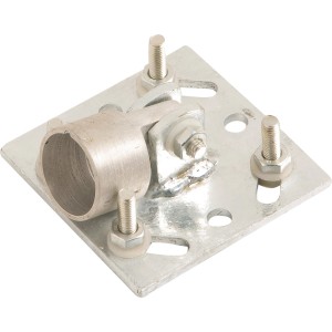 Platine à visser galvanisée pour poteaux de clôture Ø 34 mm.