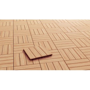 Dalles clipsables en douglas posées, 30x30 cm, pour terrasse & balcon. Dalles bois avec système de clips, 4 pièces.