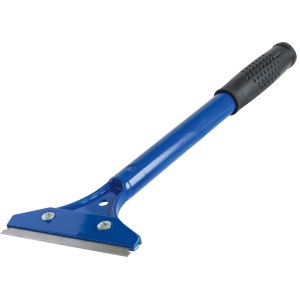 Grattoir bleu LUX pour fenêtres et sols avec manche noir. Spatule polyvalente pour le nettoyage.