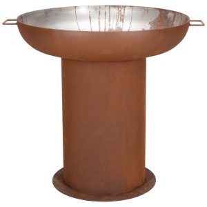 Braciere Nouvel Elegante in acciaio rosso ruggine, Ø 75 cm, con maniglie per giardino e terrazza.