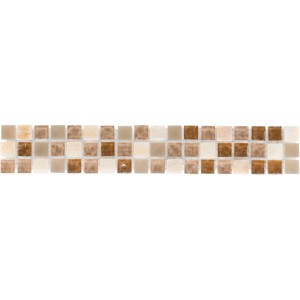 Bordure beige en mélange de marbre et de verre, 5x30,5 cm, pour décoration murale effet mosaïque.