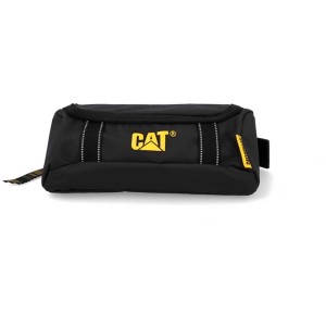 Marsupio Cat Redwood nero con logo giallo, capacità 2 litri, ideale per lavoro e tempo libero.