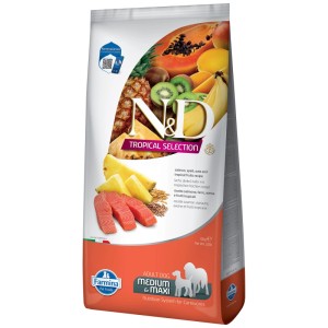 N&D Tropical Selection Salmone Adult Medium/Maxi cibo per cani, 10 kg.