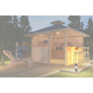 Kit parete bancone in legno naturale per gazebo Gartenoase 651 misura 3.