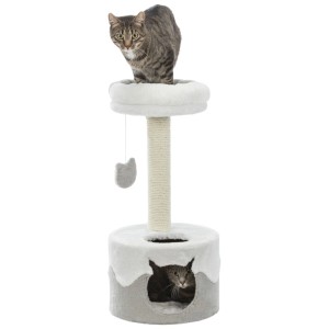 Arbre à chat Trixie Nuria, 71 cm, blanc/gris avec deux chats.