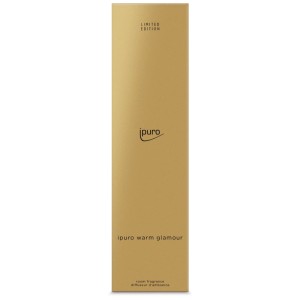 Parfum d'ambiance Ipuro Warm Glamour Édition Limitée dans un flacon doré.