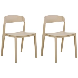 Chaises de salle à manger Beliani Somers, lot de 2, beige, polypropylène, empilables.