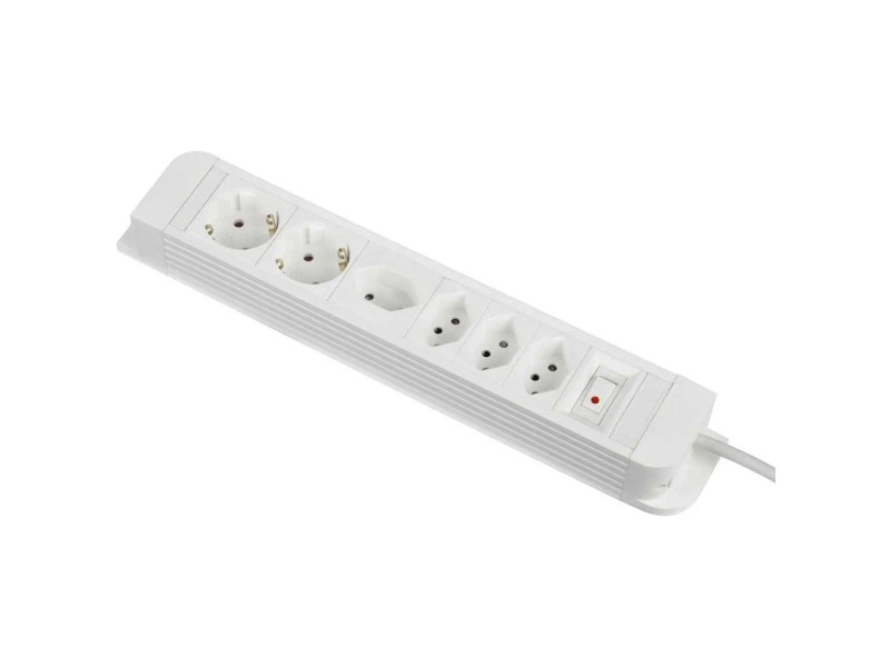 GTV Schreibtisch-Steckdosenleiste, 3 Schuko-Steckdosen, Ohne Kabel, Aluminium – Platzsparend & Stylisch