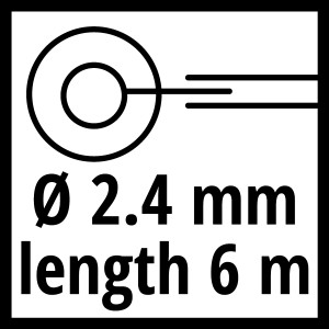 Bobine de rechange Einhell GH-BC 25/43/33-4 pour coupe-bordures et débroussailleuses, diamètre 2.4mm, longueur 6m.