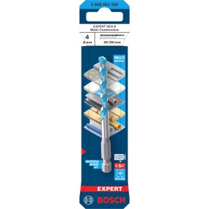 Foret multi-matériaux Bosch Expert Hex-9, 4 mm, pour perçage précis dans divers matériaux.