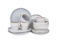 Beliani Tafelservice Sesame Steinzeug Grau 16-tlg. Beliani Tafelservice Sesame Steinzeug Grau 16-tlg.