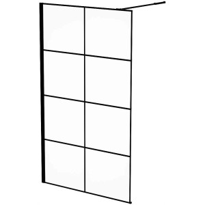 Box doccia Walk-In Baliv DUK-120.131 nera con vetro trasparente e barra stabilizzatrice.