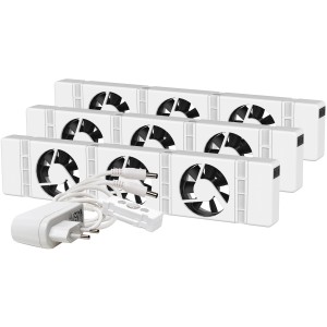 SpeedComfort ventilateur pour radiateur set trio (3 pièces) avec adaptateur secteur et thermostat pour radiateurs à partir de 120cm.