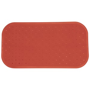 Tappetino rettangolare antiscivolo in gomma terracotta MSV per doccia e vasca, 36x65 cm.