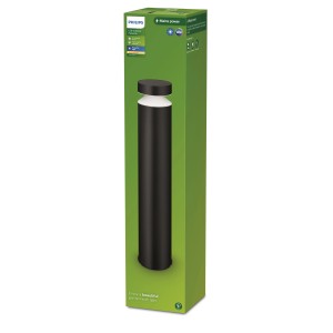 Lampada da giardino Philips Laven, 6W, 2700K, in confezione nera. Illuminazione esterna.