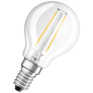 Lampadina LED Bellalux a goccia con attacco E14 e filamento bianco caldo.