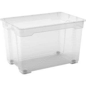 Box multiuso trasparente OBI Santos XL con ruote, 57 l, 36x38x56,5 cm. Ideale per lo stoccaggio e il trasporto.
