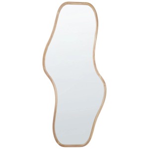 Specchio da parete asimmetrico Biollett con cornice in legno di Paulownia marrone.