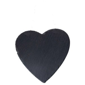 Lavagna in ardesia a forma di cuore taglia S per decorazione e scrittura.