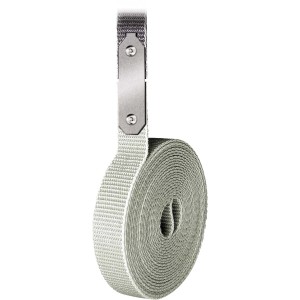 Schellenberg Gurtfix kit de réparation Maxi, 23 mm, gris, avec sangle de volet roulant enroulée et fixation.
