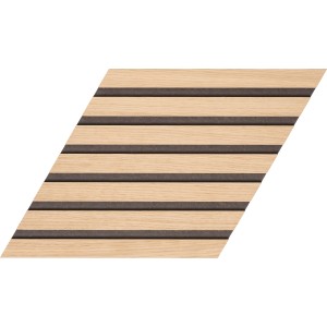 Panneau acoustique Denpanels Losange, chêne naturel, 46x26,5 cm, lot de 3. Panneau décoratif avec design à lamelles.