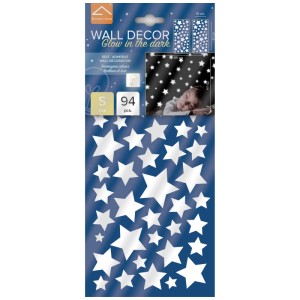 Crearreda Leucht-Sticker Sterne, 94 Stück, weiße Wandtattoos für Kinderzimmer.