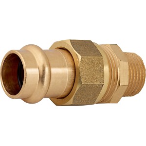 Raccordo a pressare in bronzo rosso, 18 mm x 21 mm (R 1/2), per tubi in rame.