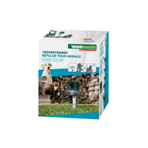 Dissuasore solare per animali Windhager, fino a 60m², nella scatola. Repellente per animali ecologico per giardino e proprietà.