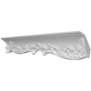Moulure décorative Decorate Giuseppina, EPS, 4x10,4x200 cm, blanc avec motif floral.